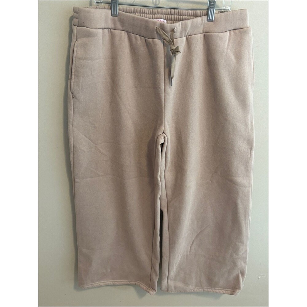 Discount Divas 3xl Neutral Beige Drawstring Sweatpants wide leg